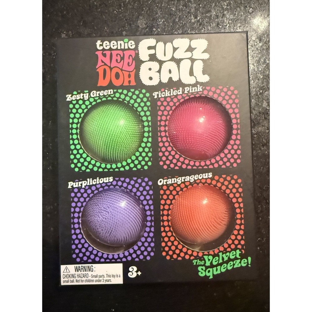 NeeDoh Teenie Fuzz Ball 4 Pack, Nee Doh FUZZBALL (Authentic)